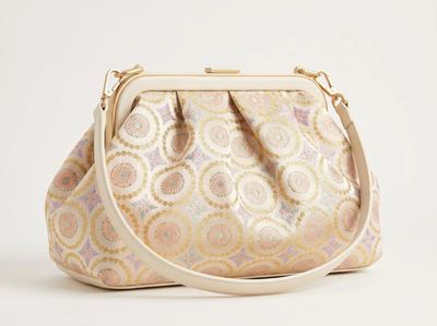 Shu Brocade Pastel Round-Floral Star-Pattern Frame Clutch Bag