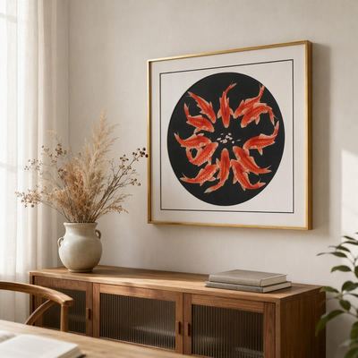 Shu Brocade Twelve Koi Fish Wall Art