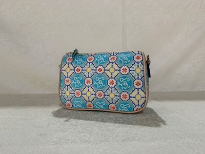 Shu Brocade Crossbody Pouch, Rhombus-grid Scroll-grass Pattern.