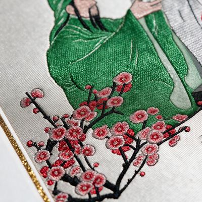 Shu-Brocade Oath of the Peach Garden · Horizontal Framed Silk Art