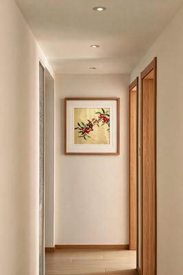Shu-Brocade Joyful Twin Sparrows on Gilded Background · Square Framed Silk Art