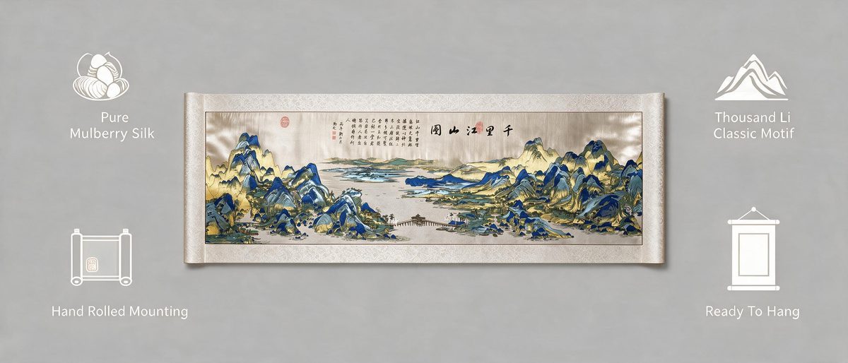 蜀锦千里江山图・宋代经典丝绸画卷